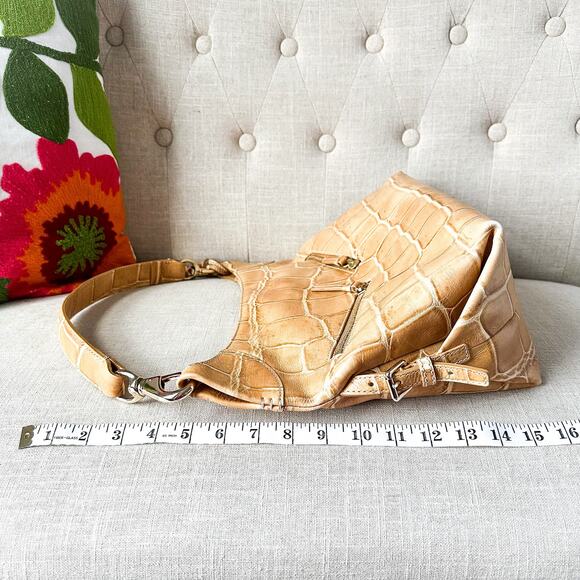 Vintage Mint DOONEY & BOURKE Tan Crocodile Embossed Leather Shoulder Bag - Picture 8 of 12